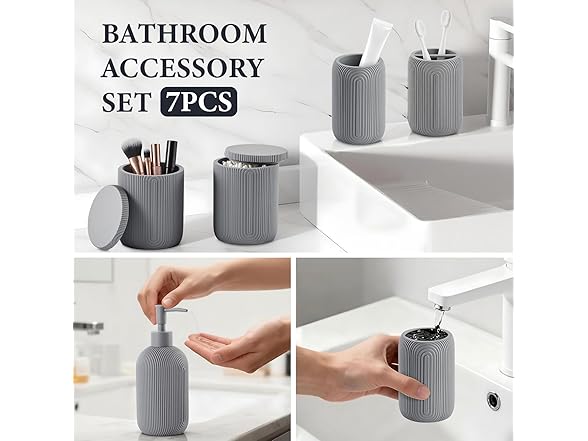 Z ZONAMA Grey Resin Bathroom Set