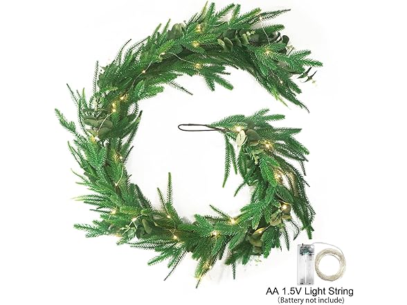 TISEMENT Norfolk Pine Eucalyptus Garlands with Light String