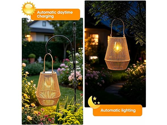 KagoLing Rattan Solar Lanterns 2Pk
