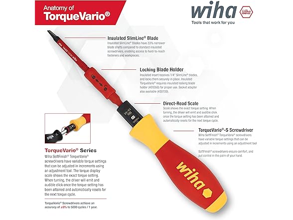 Wiha 28792 Insulated Torque Driver &  Blade Set 16Pc