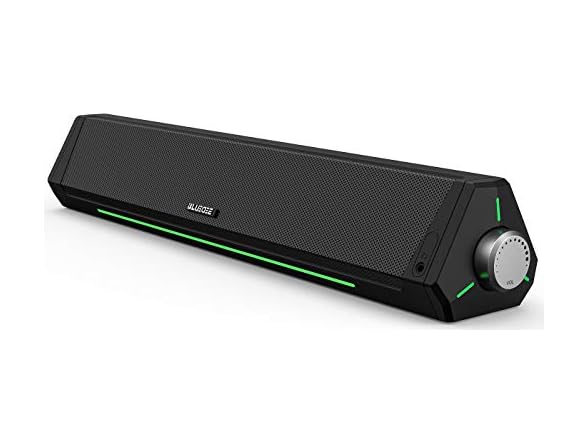 BLUEDEE Computer Soundbar Speakers | Bluetooth 5.3 & 3.5mm Aux, 20W With Bass Radiators | Portable With Rechargeable Battery