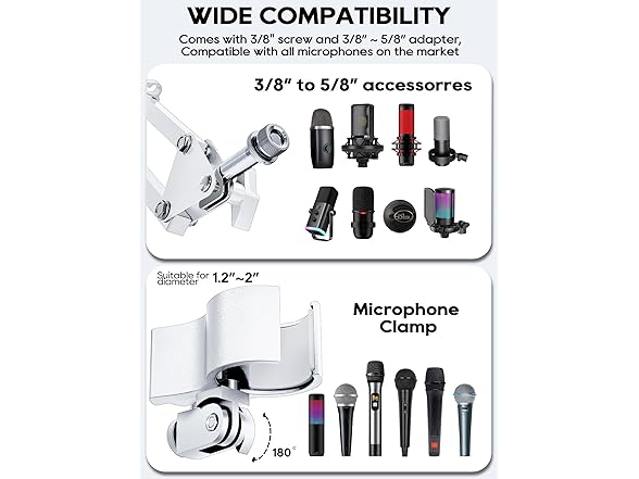 Boom Arm Adjustable Mic Stand for Podcasting
