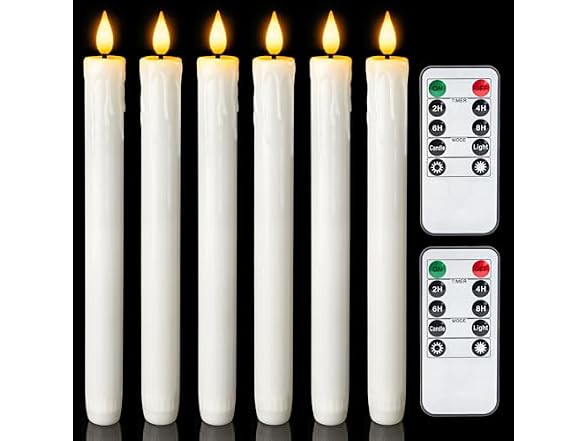 Homemory Real Wax LED Flameless Taper Candles with Timer