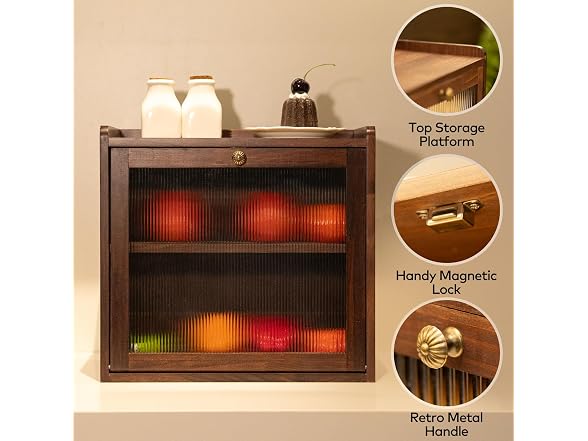 Wood Bread Box for Kitchen Countertop