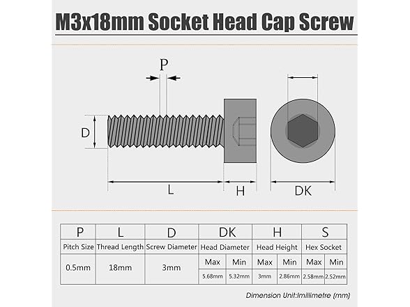M3x18mm Socket Cap Screws 50Pcs 304SS