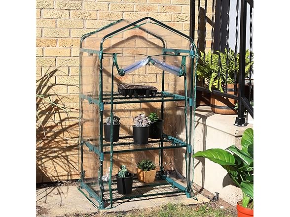 Sunnydaze Outdoor Portable 3-Tier Mini Greenhouse