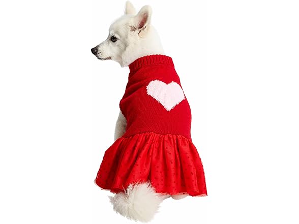 Blueberry Pet Heart Dog Sweater Dress