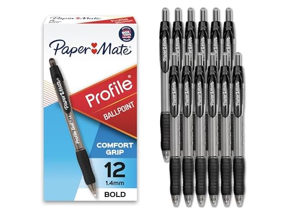 Paper Mate Profile Retractable Ballpoint Pen, 12 Count