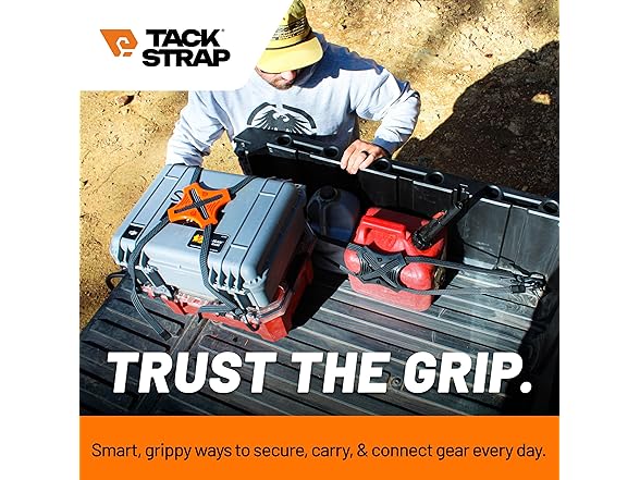 Tack Strap 4-Way Flat Bungee Cord w/Rubber Pad Grip