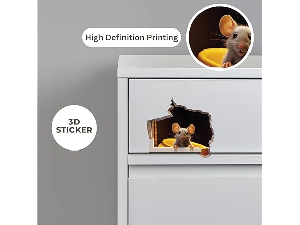 STIXORAMA 3D Mouse Hole Wall Sticker