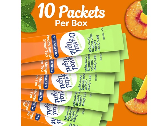 10Ct Crystal Light Sugar-Free Peach Mango Drink Mix