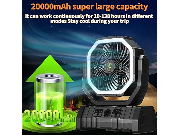 AVVCRMYIUY GAR-44 Table Fan with Light 20000mAh