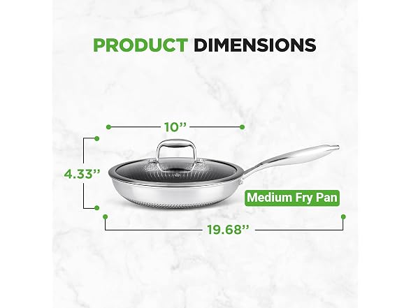 NutriChef 10" Stainless Steel Frying Pan