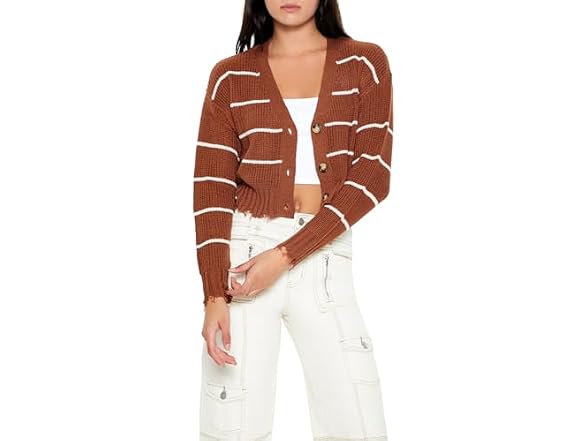 Forever 21 (L) Pinstriped Cardigan Sweater