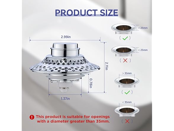 HGHGK 3-in-1 Bathtub Drain Stopper
