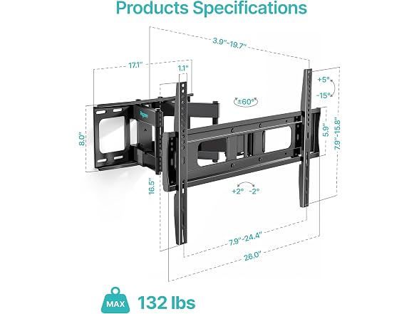 PEGZONE Full Motion TV Wall Mount
