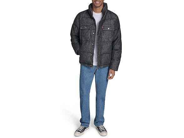 Levis Mens Mixed Media Quilted Puffer Jacket (L)