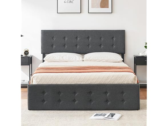 IDEALHOUSE Queen Bed, 4 Drawers, Grey