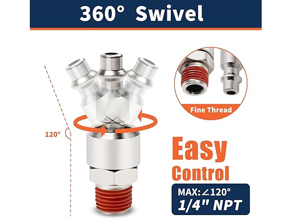 Ufixed 1/4 Swivel Air Plug, 6-Pack