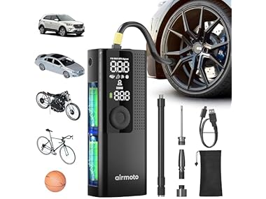 $29.99 Airmoto Tire Inflator Portable Air Compressor, Cordless dealfomo