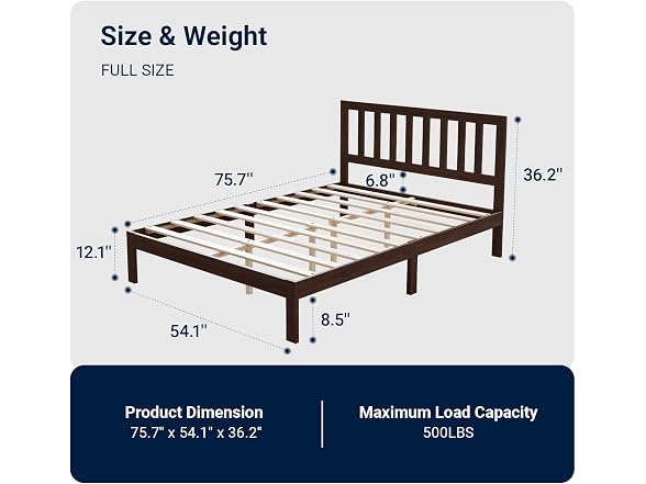 Avenco Solid Wood Platform Bed Frame Full