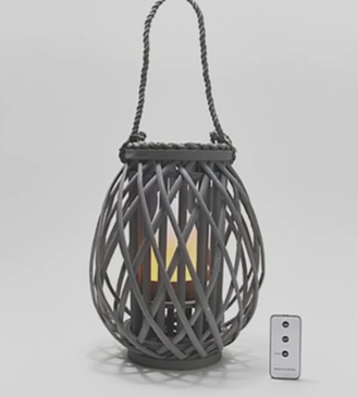 Barbara King 12" Teardrop Wicker Lantern - Gallery 13