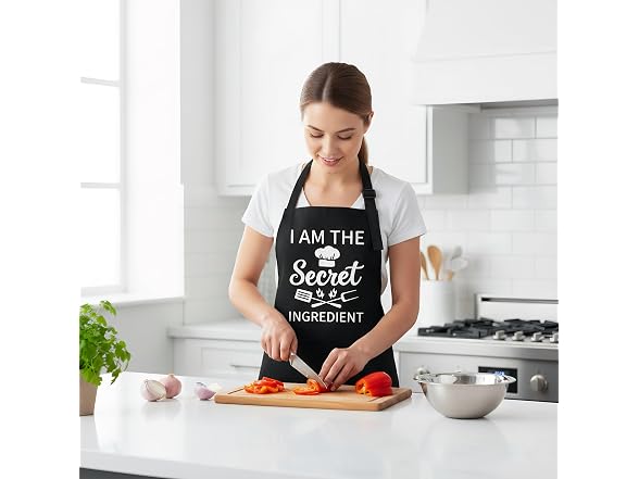 Defresit 2pcs Funny Apron Set Black/White