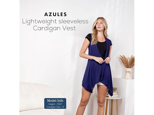 Azules Women (L) Sleeveless Cardigan Soft Vest