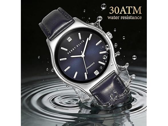 Perry Ellis Ultra Slim Watch Blue Dial Leather