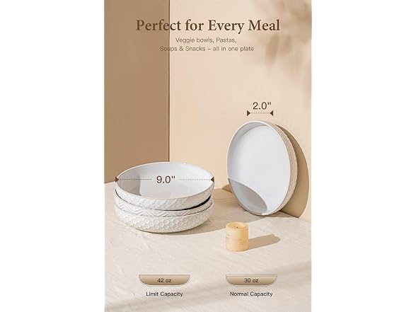 FOBENTA Embossed Ceramic Pasta Bowls