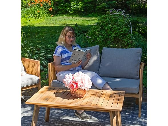 Sunnydaze Sanibel 4-Piece Acacia Patio Furniture Set - Gray