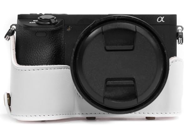 MegaGear Ever Ready Leather Camera Case and Strap (Fits Up to 16-70mm Lens) (White)