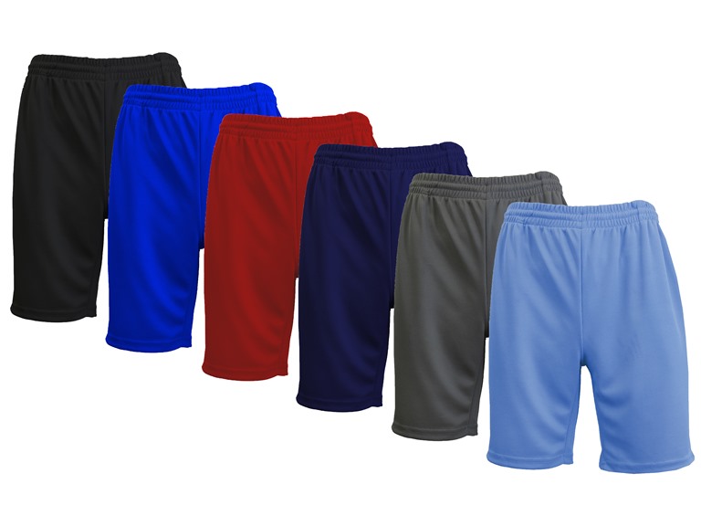 Jump Start WC-----(Men's New 6Pack) - JMMS-2600 / BK-RY-RD-NV-CH-CB / S Small 6Pk Mens Moisture Wicking Mesh Shorts Black - Royal - Red - Navy - Charcoal - Carolina Blue