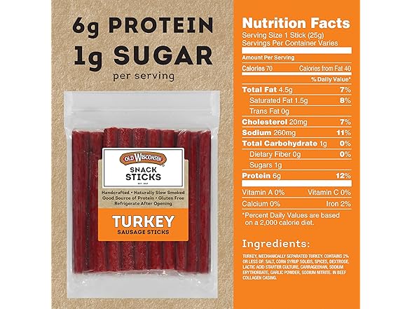 Old Wisconsin Turkey Sausage Snack Sticks 28 oz