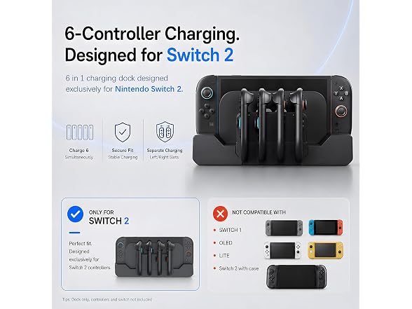 PORTHOLIC Switch 2 Charging Dock for Joycons