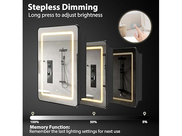 ROOMTEC Lighted Medicine Cabinet with Mirror