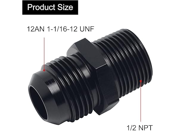 VehiMata 12AN to 1/2 NPT Fitting 1pc