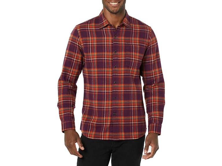 Amazon Essentials Men's Flannel Shirts Long Sleeve Slim-Fit Button Down Plaid