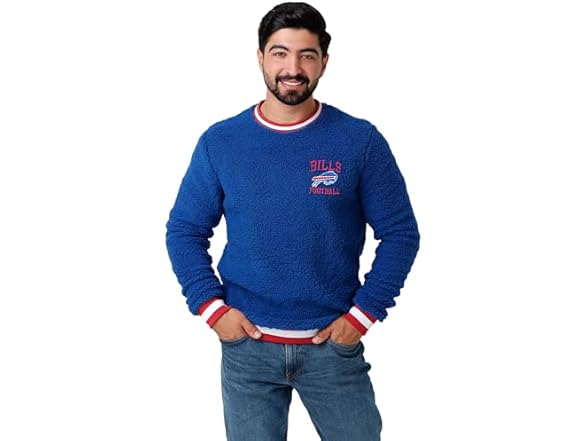 BUFFALO BILLS Logo Sherpa Crewneck Sweater (M)