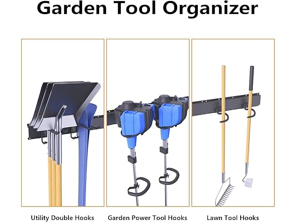Garage Tool Organizer, 64 Inches Tool Storage Rack Wall Mount