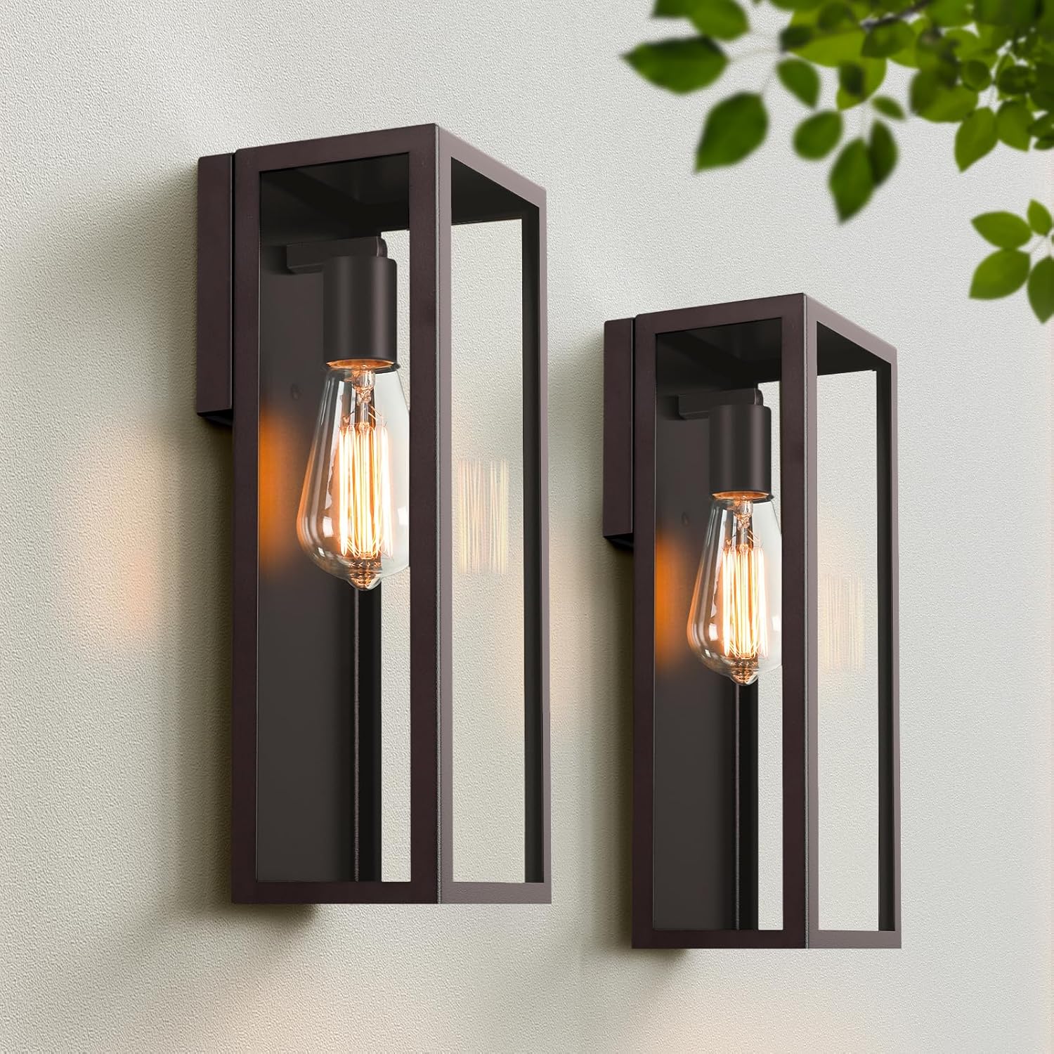 (2 Pk) VerRon Porch Lights with Clear Glass Shade - Gallery 10