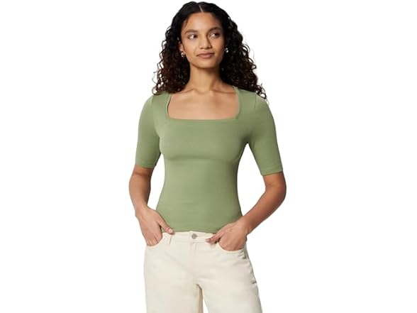 Amazon Essentials Women Half Sleeve Square Neck Tee - Gallery 4