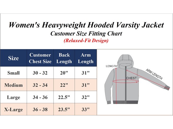 Womens Heavyweight Hooded Varsity Jacket