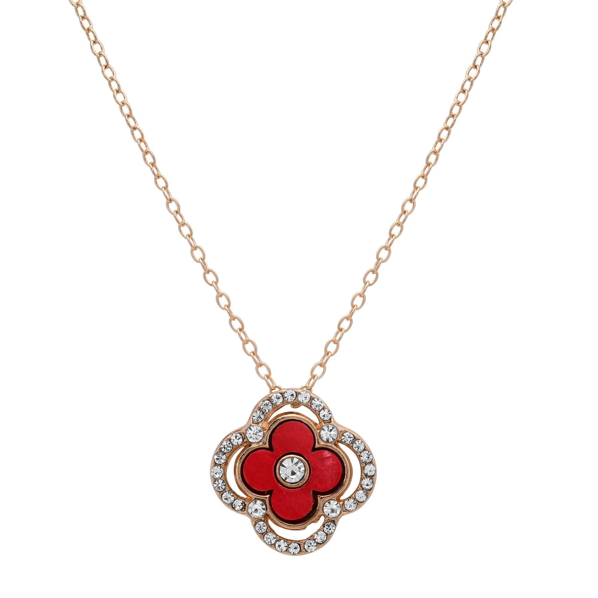 Full CZ Halo Clover Necklace - Gallery 8