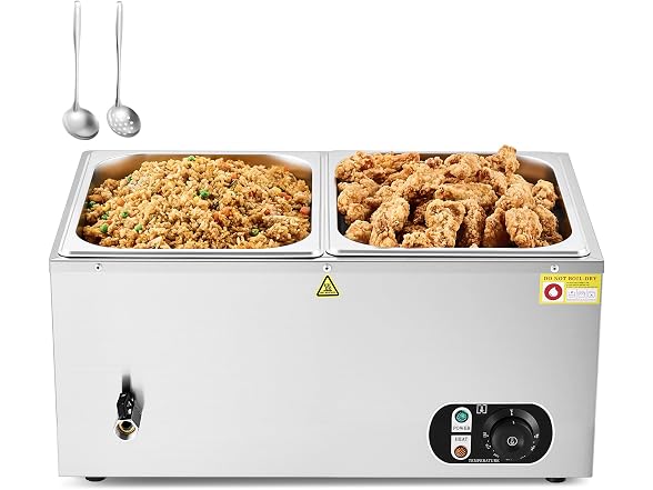 WILPREP Two 1/2 Pans Commercial Food Warmer