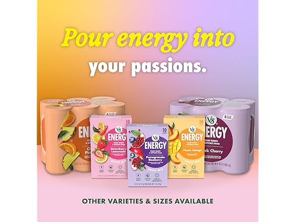6PK V8 +ENERGY Strawberry Banana Energy Drink