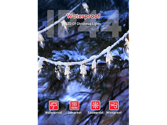 Brightown Vintage C9 Christmas Lights Outdoor, 100Ft 100 LED