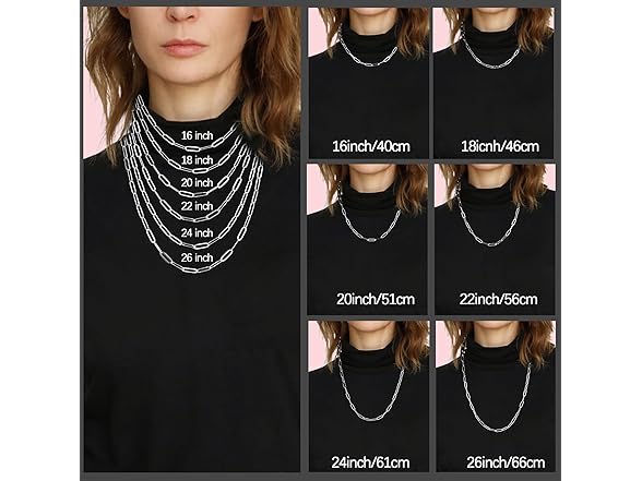 Eterjew 3mm Silver Chain Necklace 26 Inch