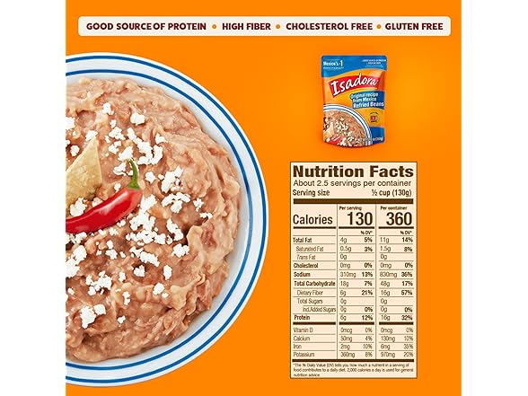 8PK Isadora Original Refried Beans in Pouch