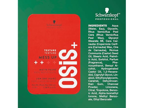 (2 Pack) Schwarzkopf OSiS+ Mess Up Matte Paste 3.38 oz